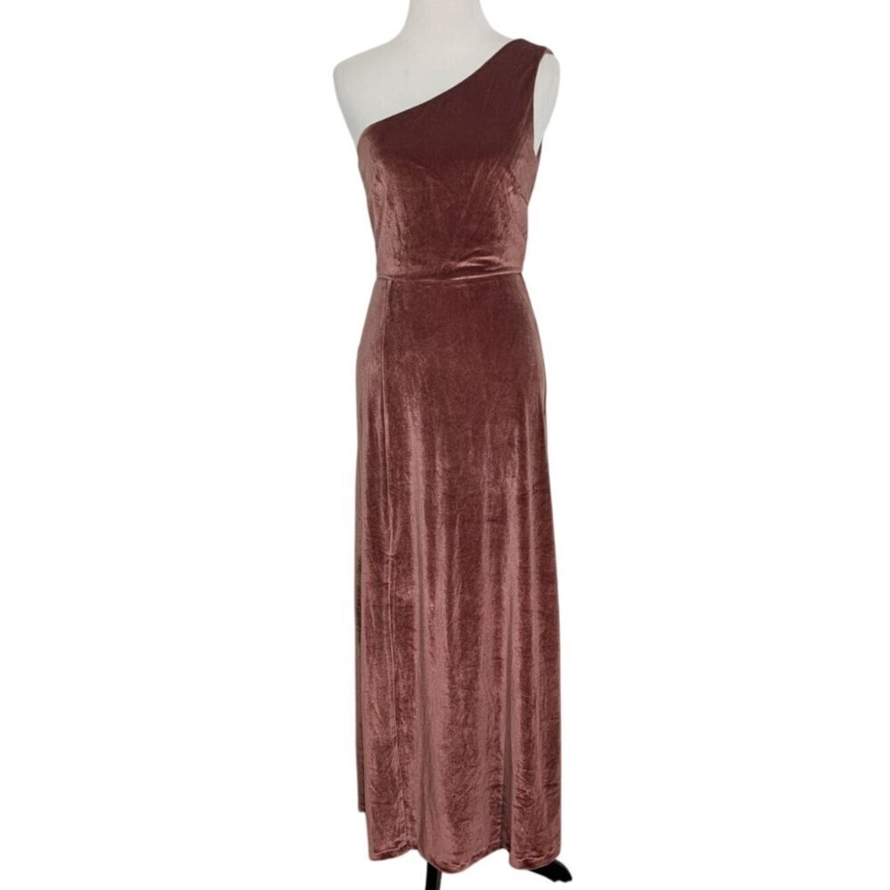 Baltic Born Tatiana Velvet One Shoulder Maxi Dress Womens Size Small Bronze